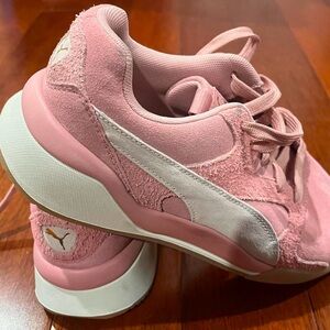 Puma Women's Soft Pink and White Sneakers